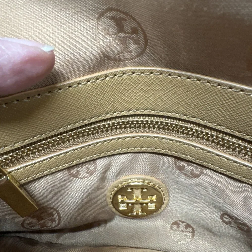 Tory Burch Britten Moose Brown Gold Hardware Small Shoulder Bag
